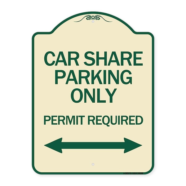 Signmission Car Share Parking Permit Required with Bidirectional Arrow Aluminum Sign, 24" x 18", TG-1824-24288 A-DES-TG-1824-24288 - main